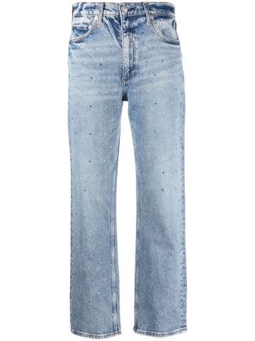 Crystal-embellished straight-leg jeans