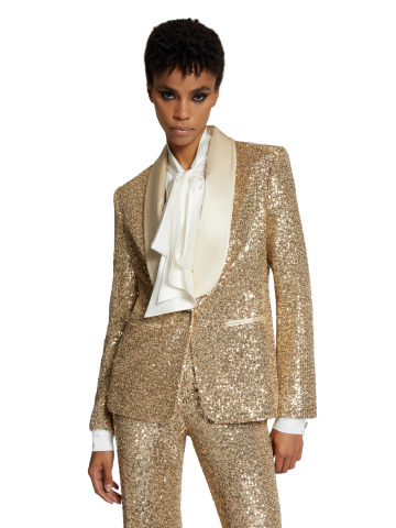 Gold sequin single-breasted jacket