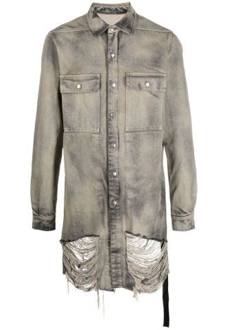 Frayed distressed-effect denim jacket