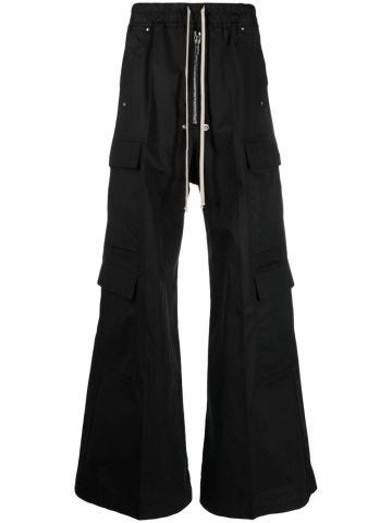 Black wide-leg pants with drawstring waistband