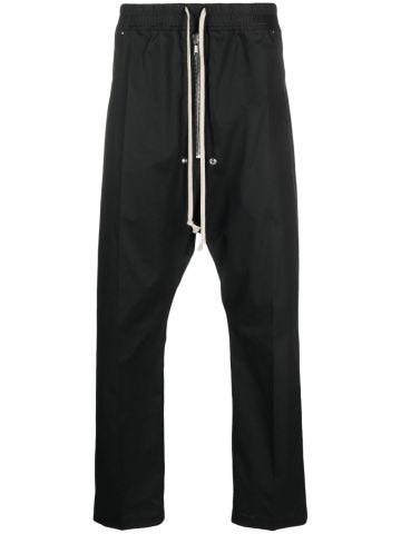 Black cotton drop-crotch trousers