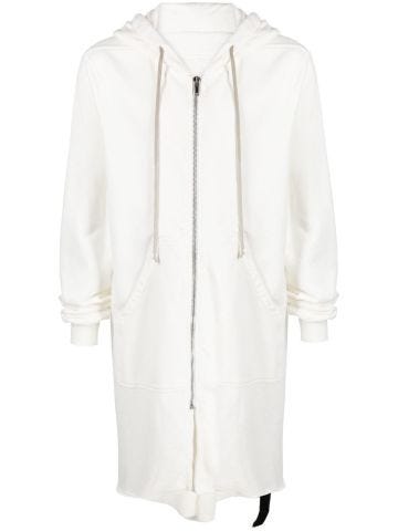 Asymmetric zipped cotton hoodie