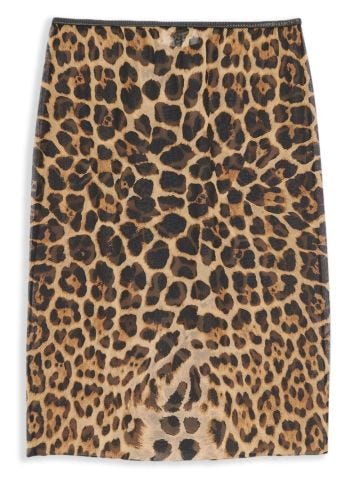 Leopard-print silk midi skirt