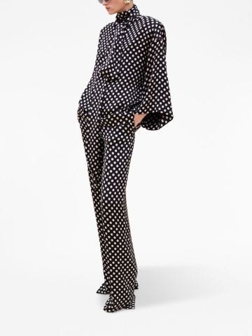 Polka-dot tailored silk trousers