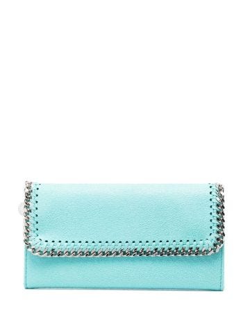 Light blue Falabella wallet with silver chain