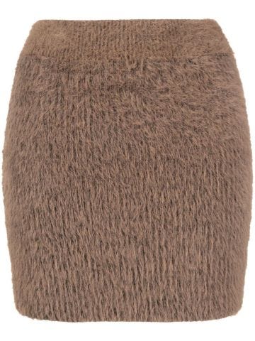 Fluffy knitted miniskirt