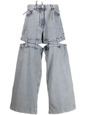 Blue wide-leg Ashton jeans with cut-out detail