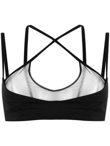 Black bralette top with woven straps