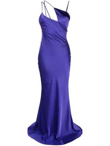 Melva purple asymmetrical long evening dress