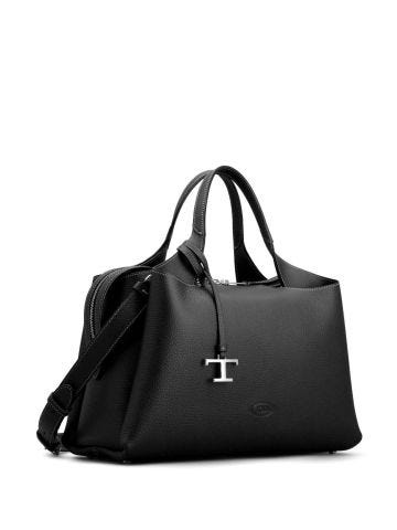 Black handbag with logo application