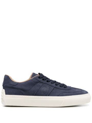 Blue leather low top sneakers
