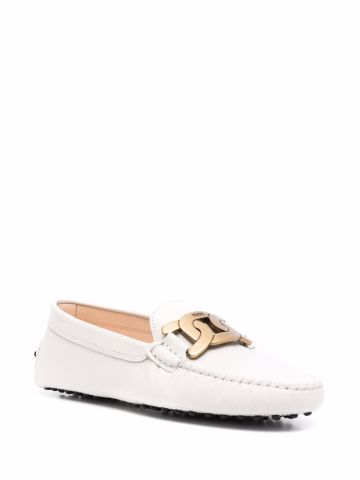 Kate white loafers with logo plaque