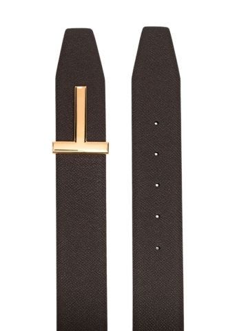 Reversible T-buckle leather belt