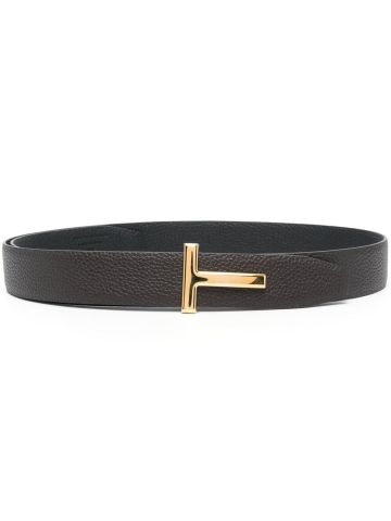 T-plaque leather belt