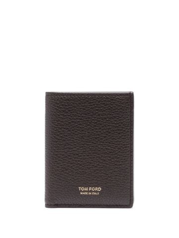 Logo-stamp leather wallet