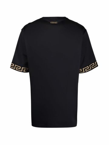 Black short-sleeved La Greca T-shirt
