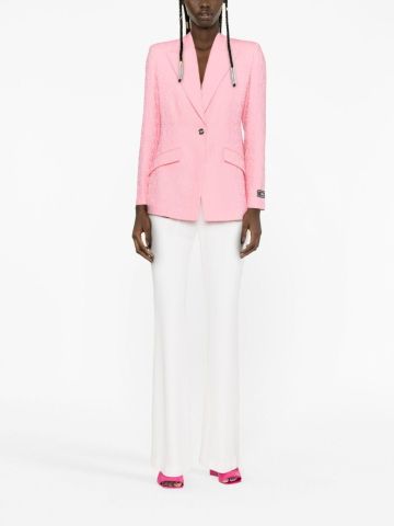 Pink single-breasted blazer with jacquard logo