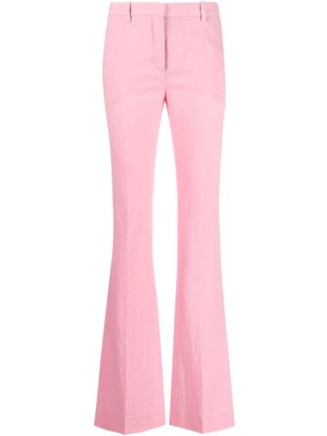 Pink logo flared trousers