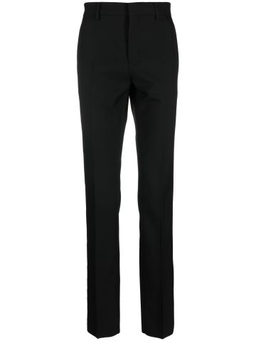 Black slim-cut wool trousers