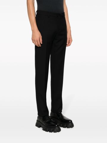 Black slim-cut wool trousers