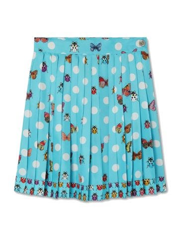Pleated silk skirt with butterflies