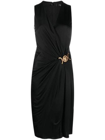 Black short dress with Medusa plaque