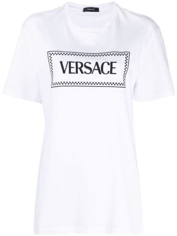 White T-shirt with logo embroidery