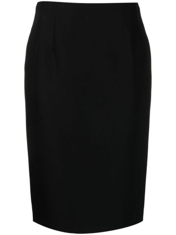 Black high-waisted midi skirt