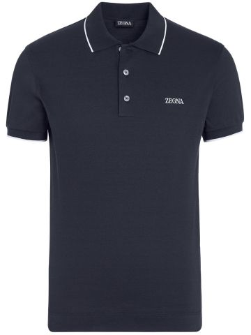 Embroidered-logo cotton polo shirt