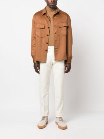 Brown cashmere shirt-jacket