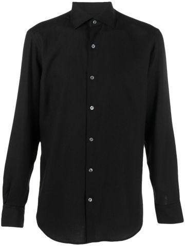 Spread-collar cotton-cashmere shirt