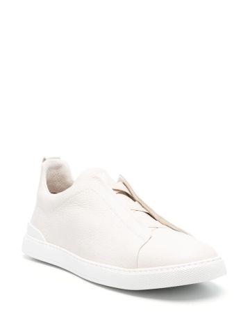 Grained-leather low-top sneakers