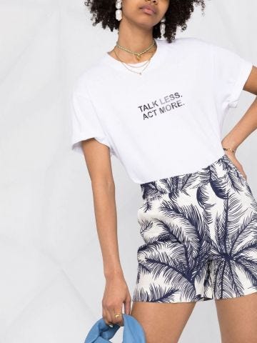 White and blue palm tree-print shorts