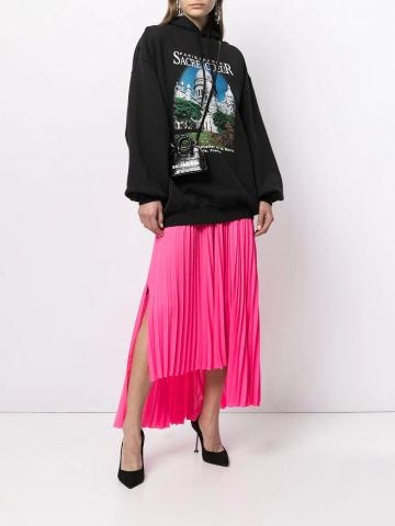 Asymmetric Pleated Skirt in fluo pink