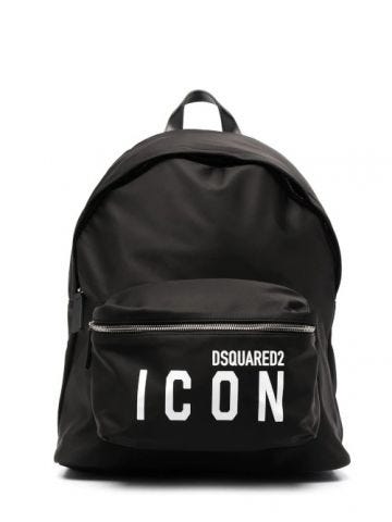 Icon printed black backpack
