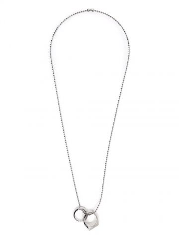 Silver Double Ring ball chain Necklace
