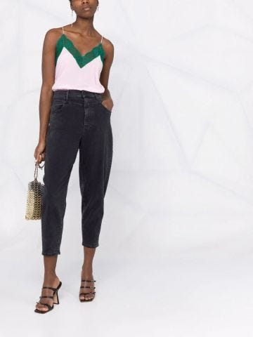 Black tapered leg cropped Jeans