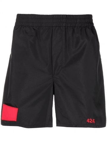 Patch detail black track Shorts