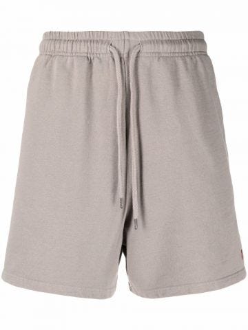 Logo embroidered grey track Shorts