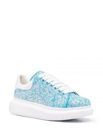 Light blue glitter-embellished Oversized sneakers
