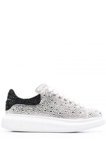 White oversized crystal-embellished sneakers