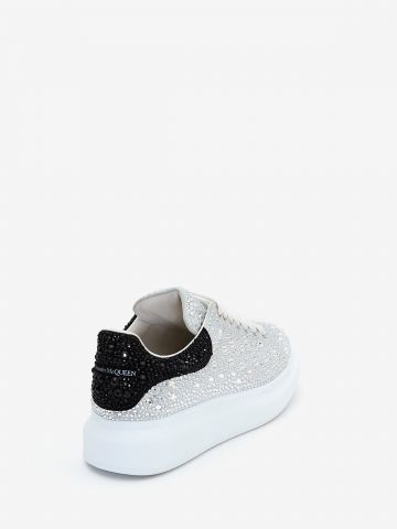 White oversized crystal-embellished sneakers