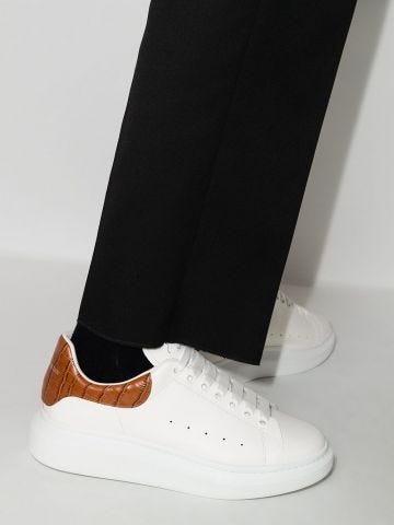 White Oversized Sneakers with brown contrasting detail