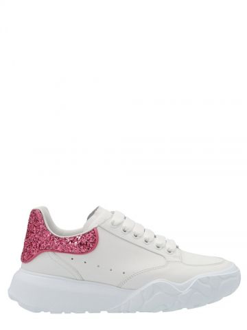 White Court Sneakers with glitter contrasting detail