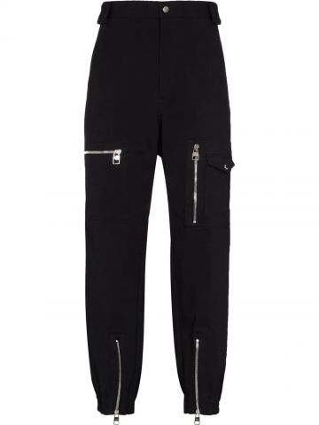 Pantaloni affusolati neri con zip