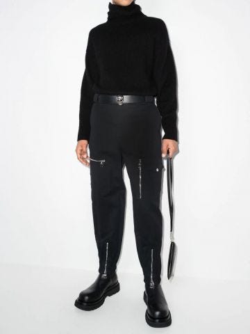 Pantaloni affusolati neri con zip