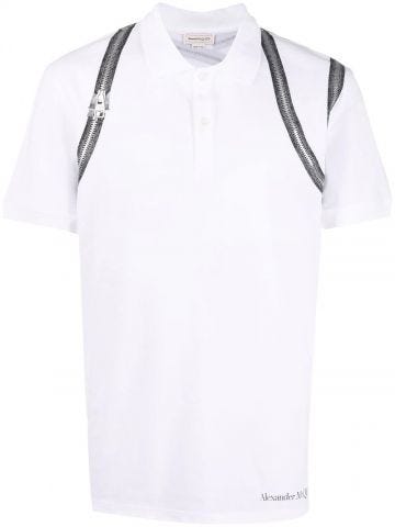 Zip print white Polo Shirt