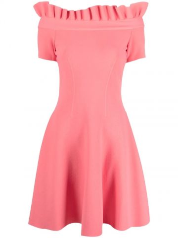 Pink ruffled flared Dress