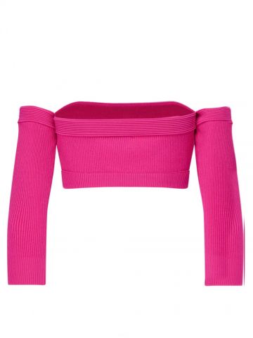 Pink off shoulder knitted Top