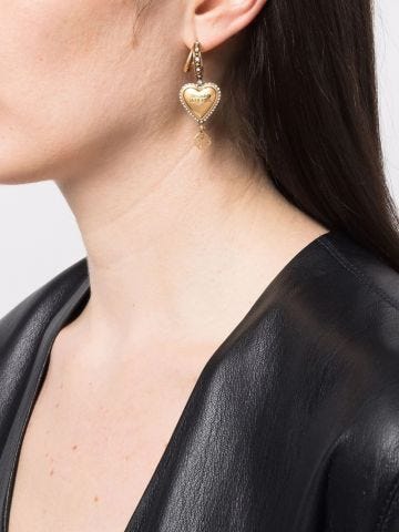 Pendant and engraved logo gold hoop Earrings